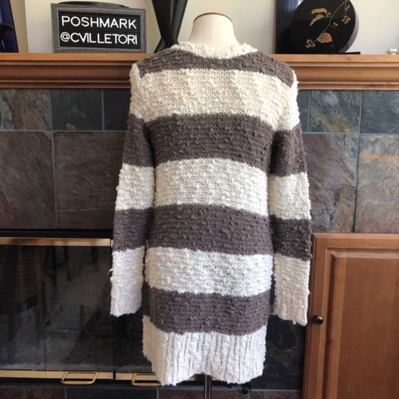 Free People Long Thick Cardigan Striped Button XS - Picture 4 of 6